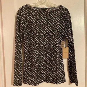 NWT Halogen black with purple abstract dot top